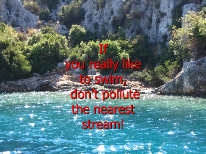 If  you really like  to swim,  don’t pollute  the nearest
